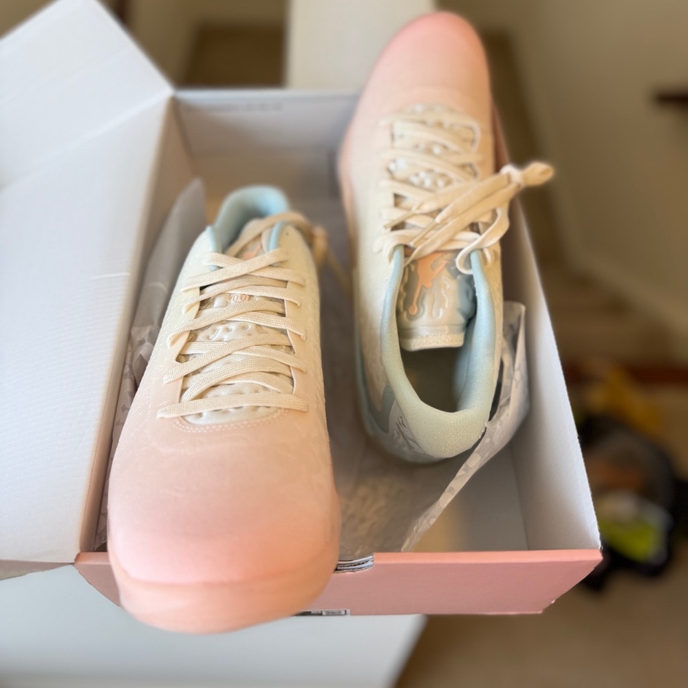 Zion Williams Nike Air Pastel Pink and Cream Sneakers